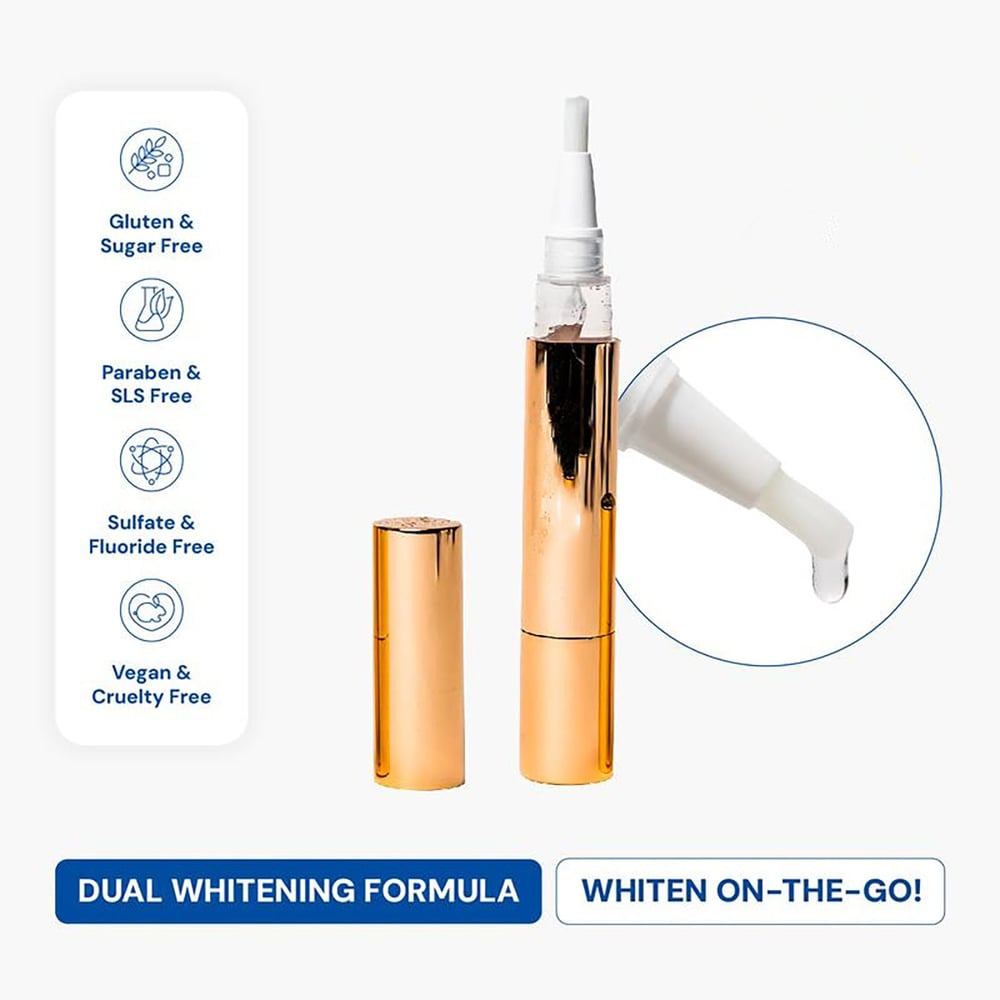 Extra-Strength teeth whitening serum pen + dual-Peroxide Formula & Xylitol