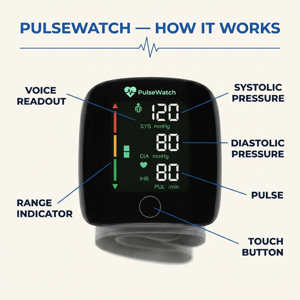 PulseWatch Wrist Blood Pressure Monitor