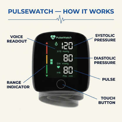 PulseWatch Wrist Blood Pressure Monitor